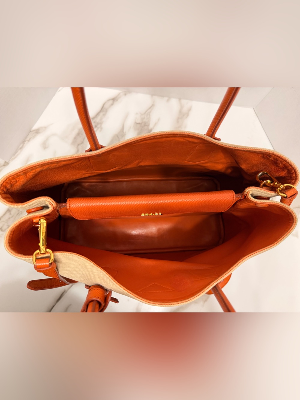 Prada Cuir Double Tote Canvas and Saffiano Leather - Picture 11 of 14